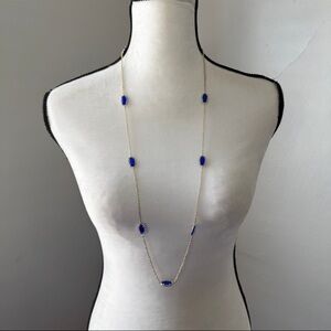 Kendra Scott Kellie Long Station Necklace Gold Cobalt Blue